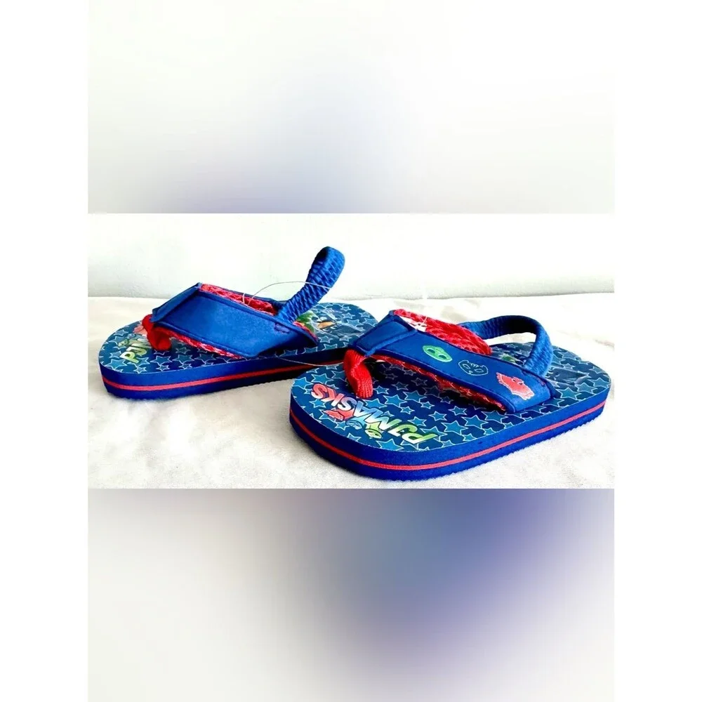 PJ Masks Flip Flops Size 5/6 Toddler Blue Red Catboy Owlette Gekko Sandals NWT